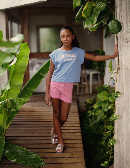 Comprar Online T-shirt Estampada, Menina, Azul