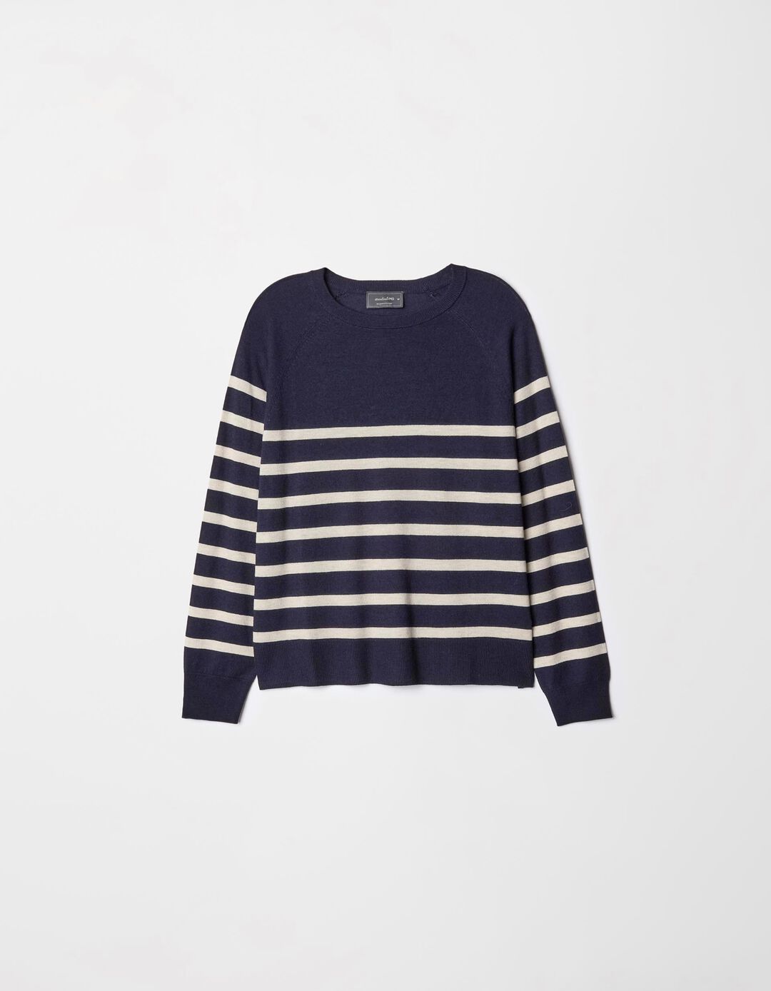 Camisola Mistura de Caxemira Riscas, Mulher, Azul Escuro