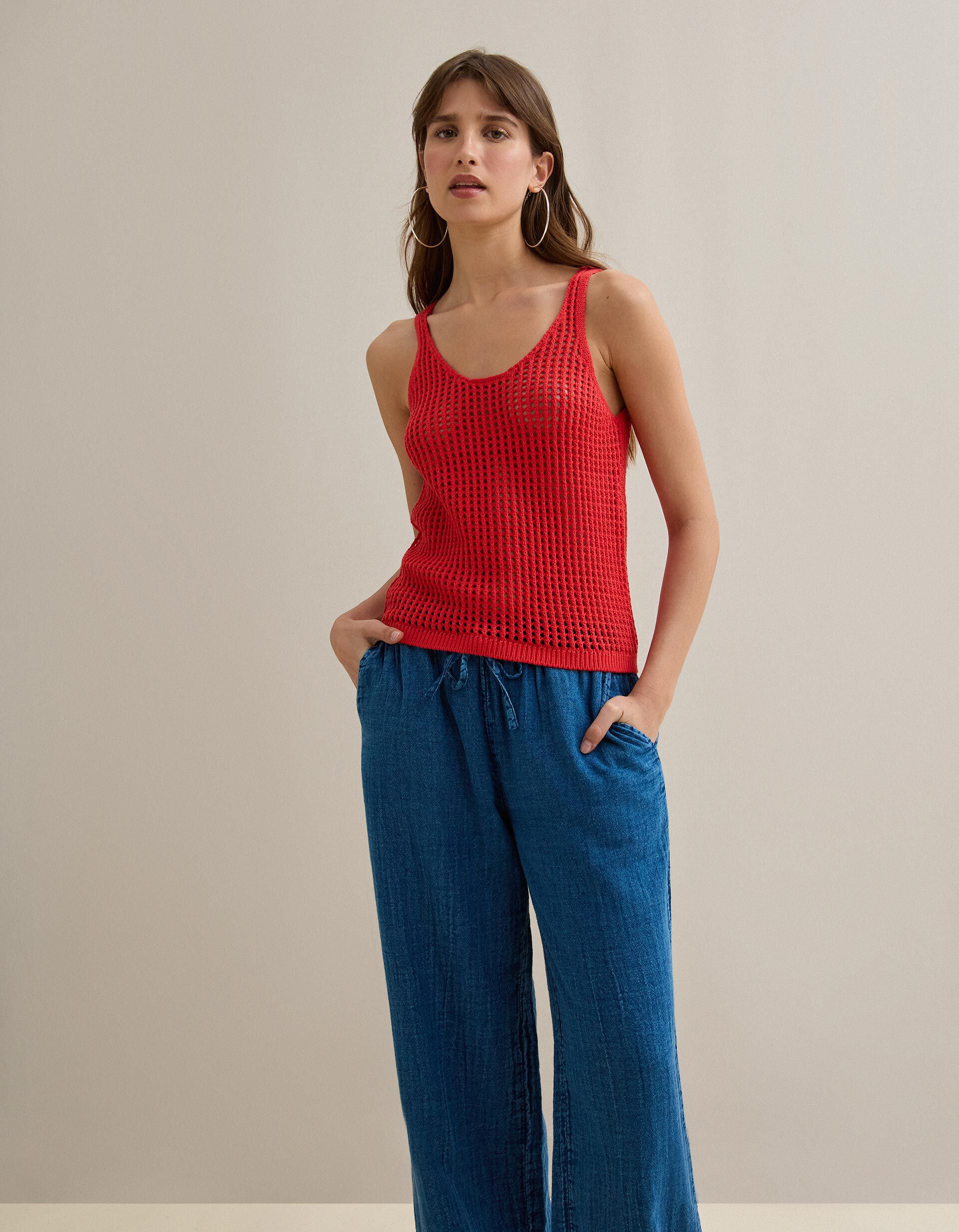 Comprar Online Top de Malha Crochet, Mulher, Rosa Escuro