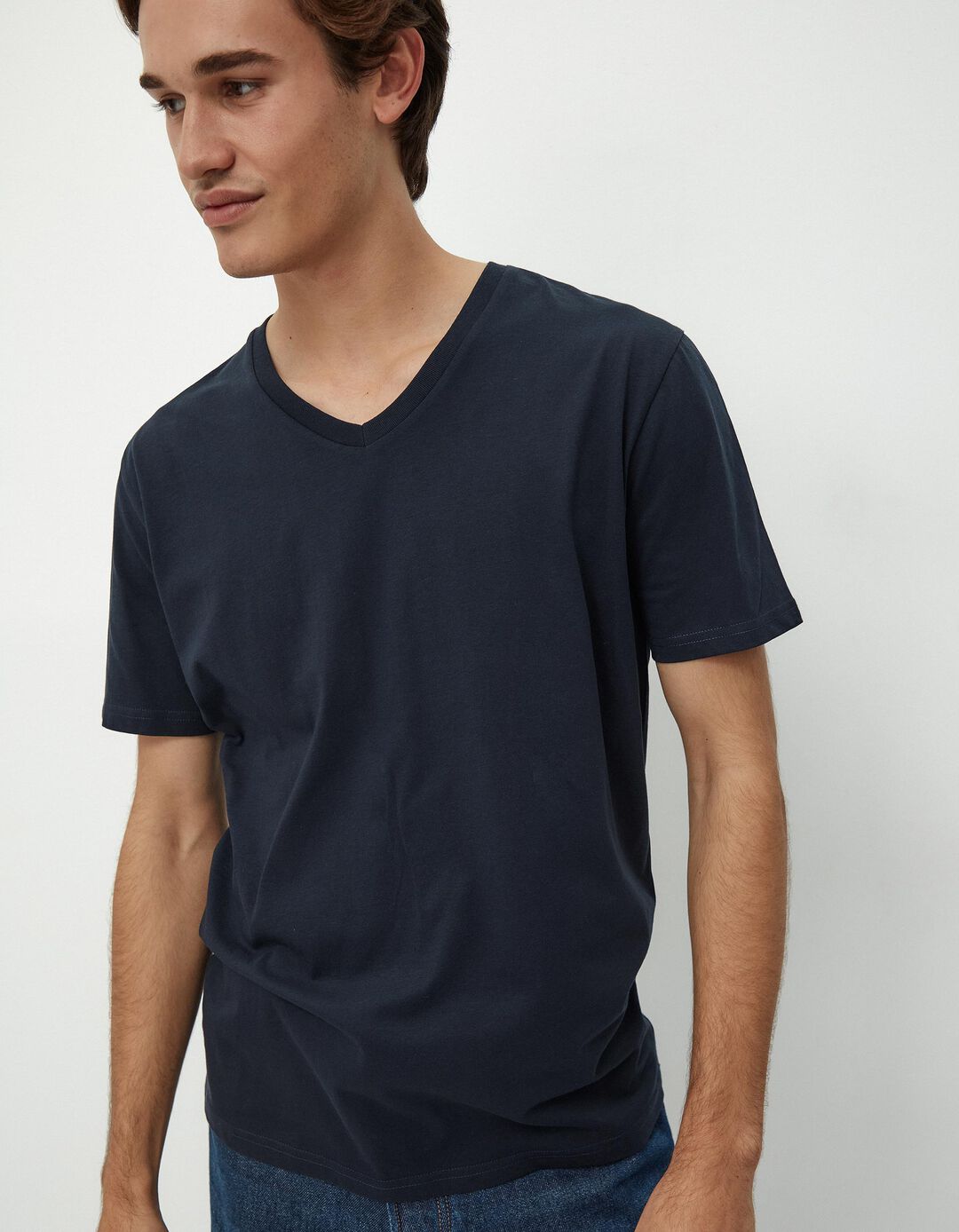 T-shirt Decote em V, Homem, Azul Escuro