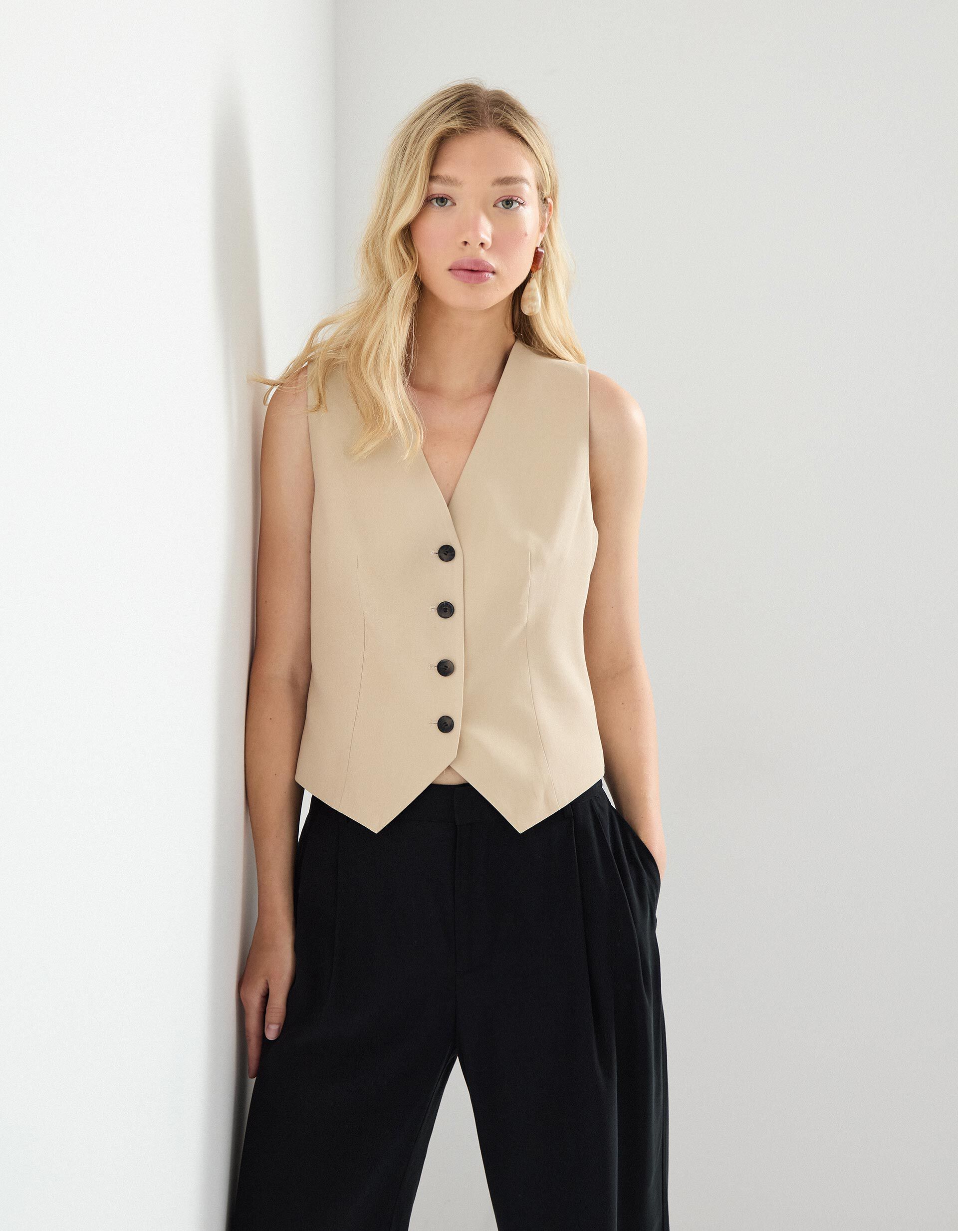 Comprar Online Colete, Mulher, Bege Claro