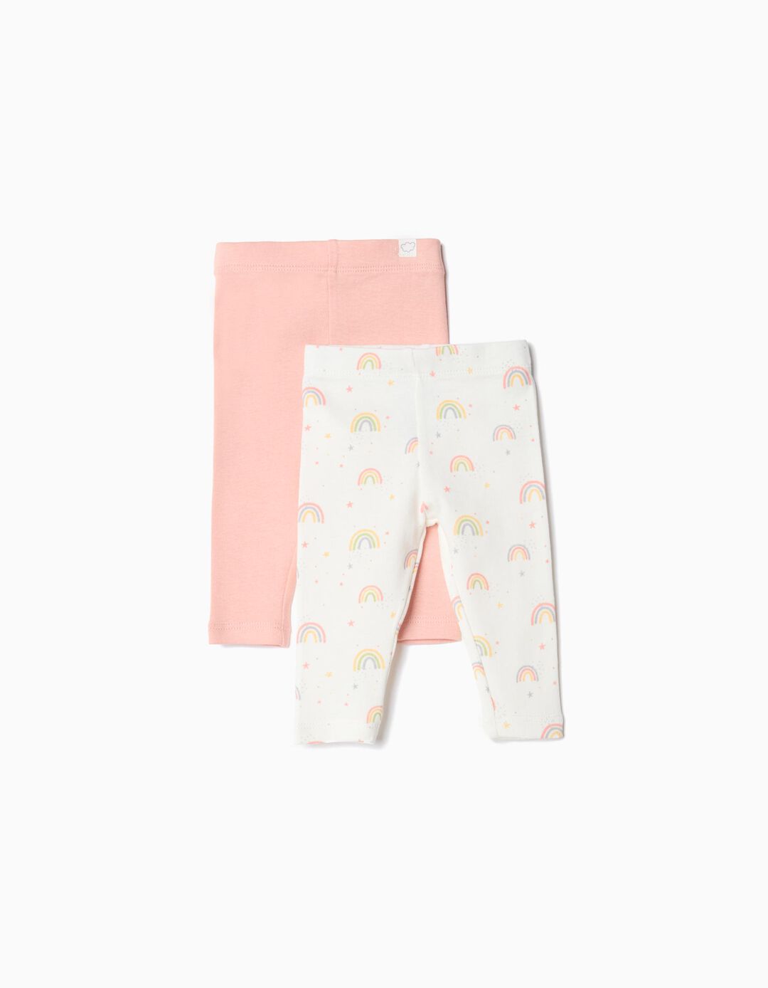 Pack 2 Leggings, Recém-nascido, Rosa Claro/Bege
