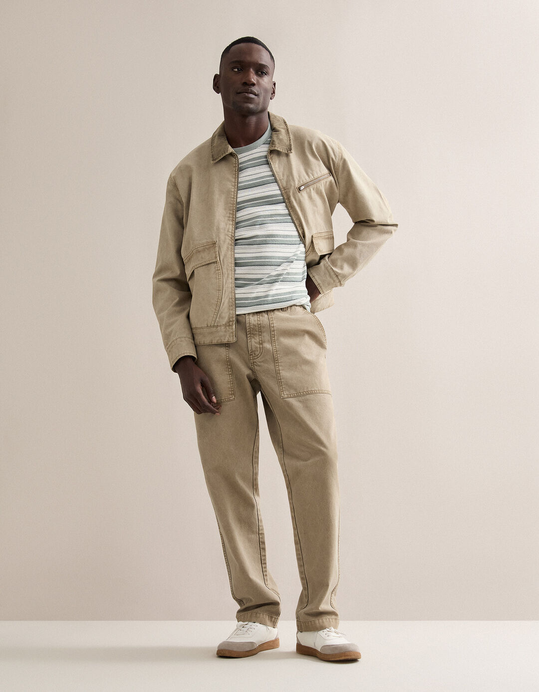 Cal&ccedil;as Canvas, Homem, Bege