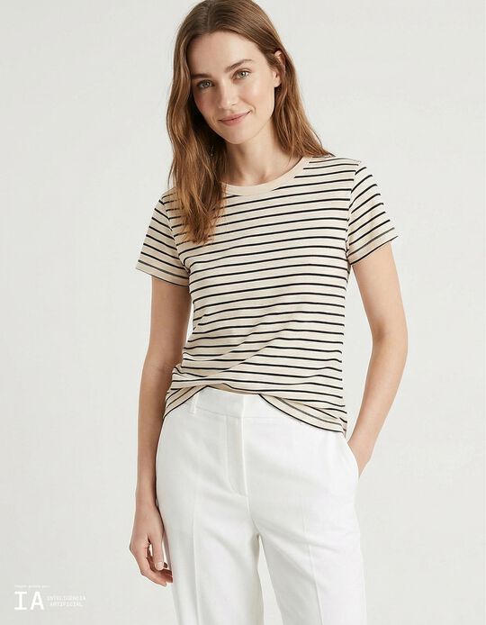 Comprar Online T-shirt, Mulher, Bege Claro