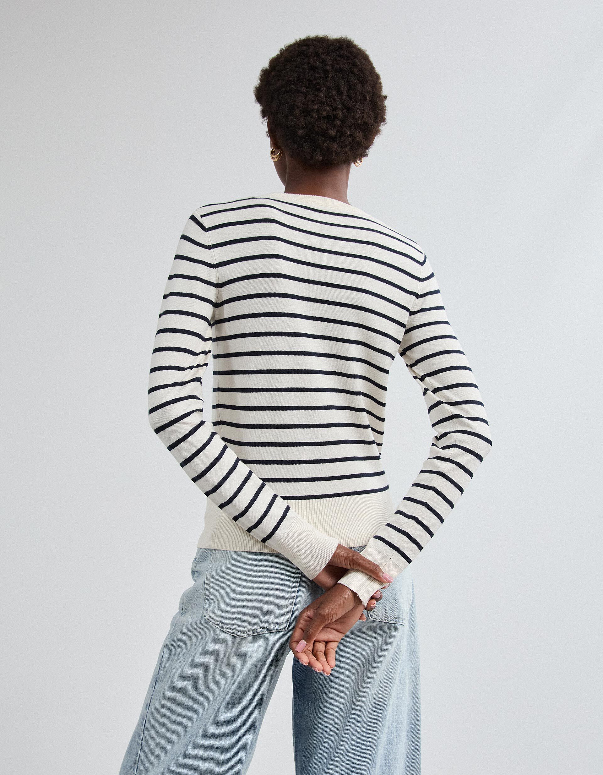 Comprar Online Camisola De Manga Comprida &Agrave;s Riscas, Mulher, Cru