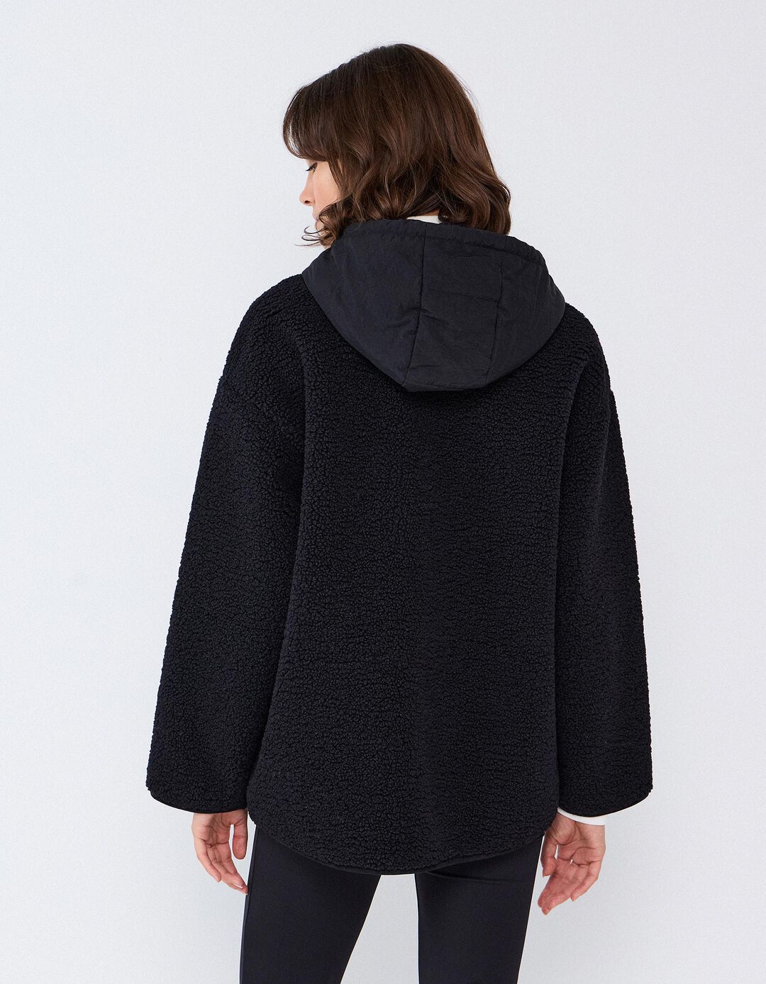 Casaco Efeito Sherpa, Mulher, Preto