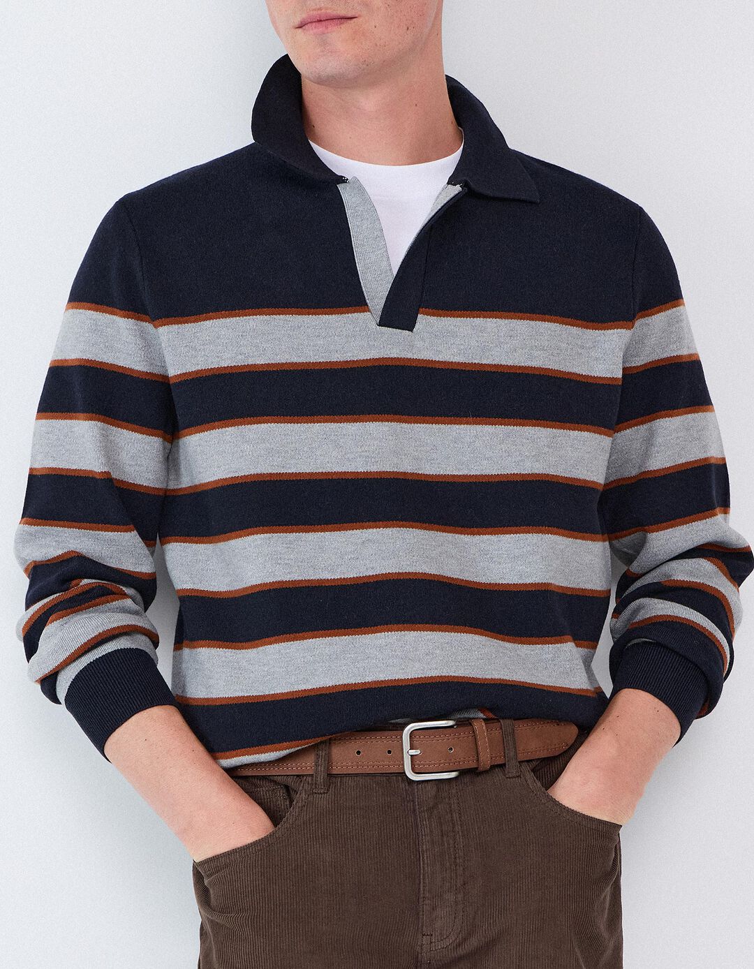 Camisola Com Gola Polo, Homem, Azul Escuro