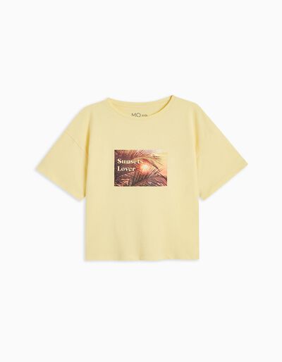 T-shirt, Menina, Amarelo Claro