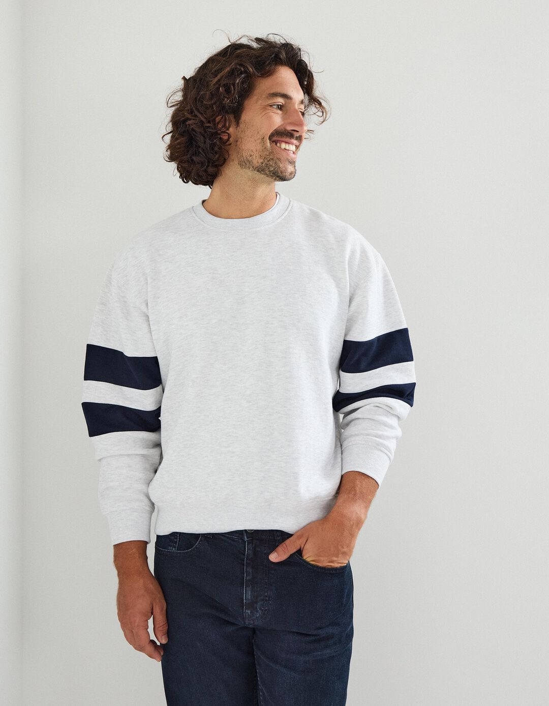 Sweatshirt de Felpa, Homem, Cinzento Claro