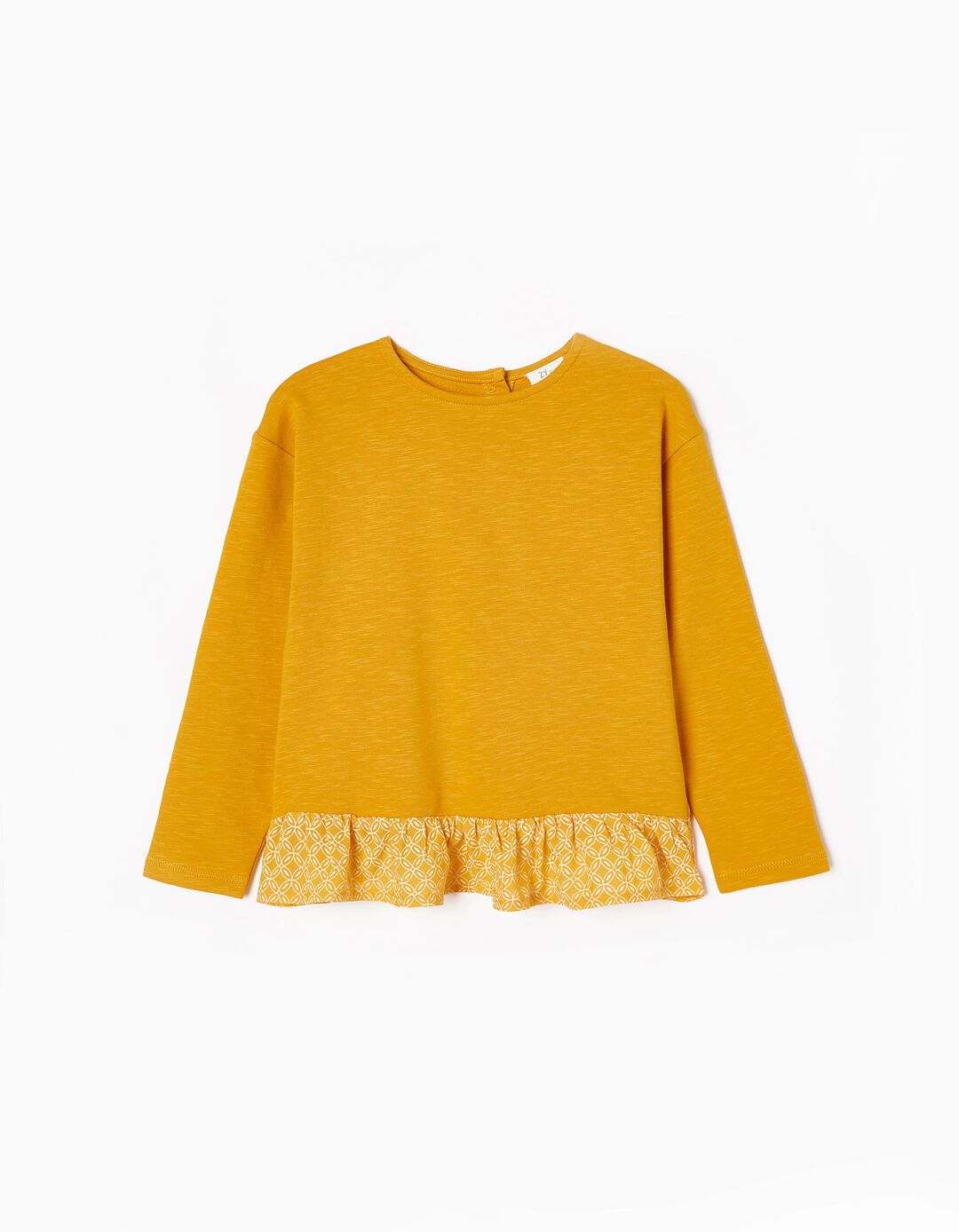 Cotton Open-Back Sweatshirt for Girls, Yellow