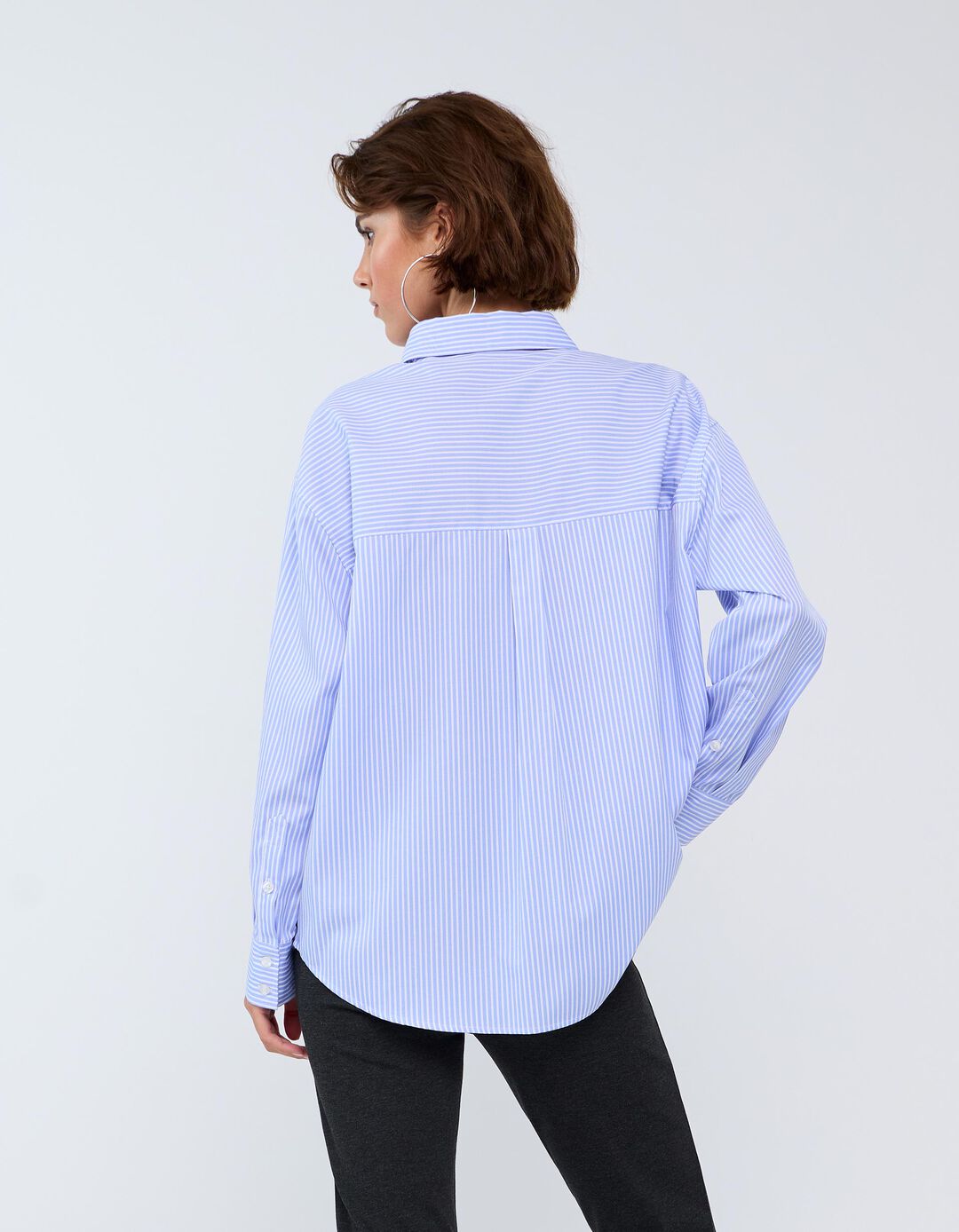 Camisa &Agrave;s Riscas, Mulher, Azul Claro