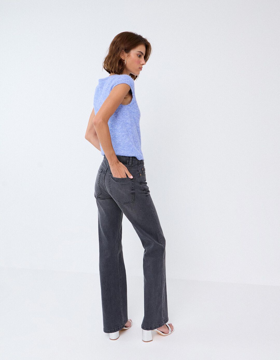Cal&ccedil;as De Ganga Bootcut, Mulher, Cinzento Escuro