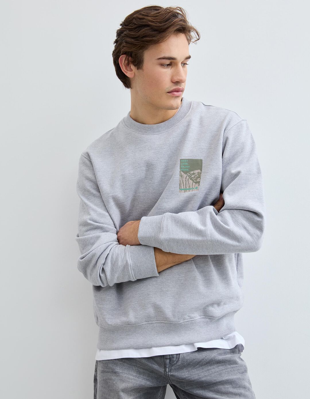 Sweatshirt, Homem, Cinzento Claro