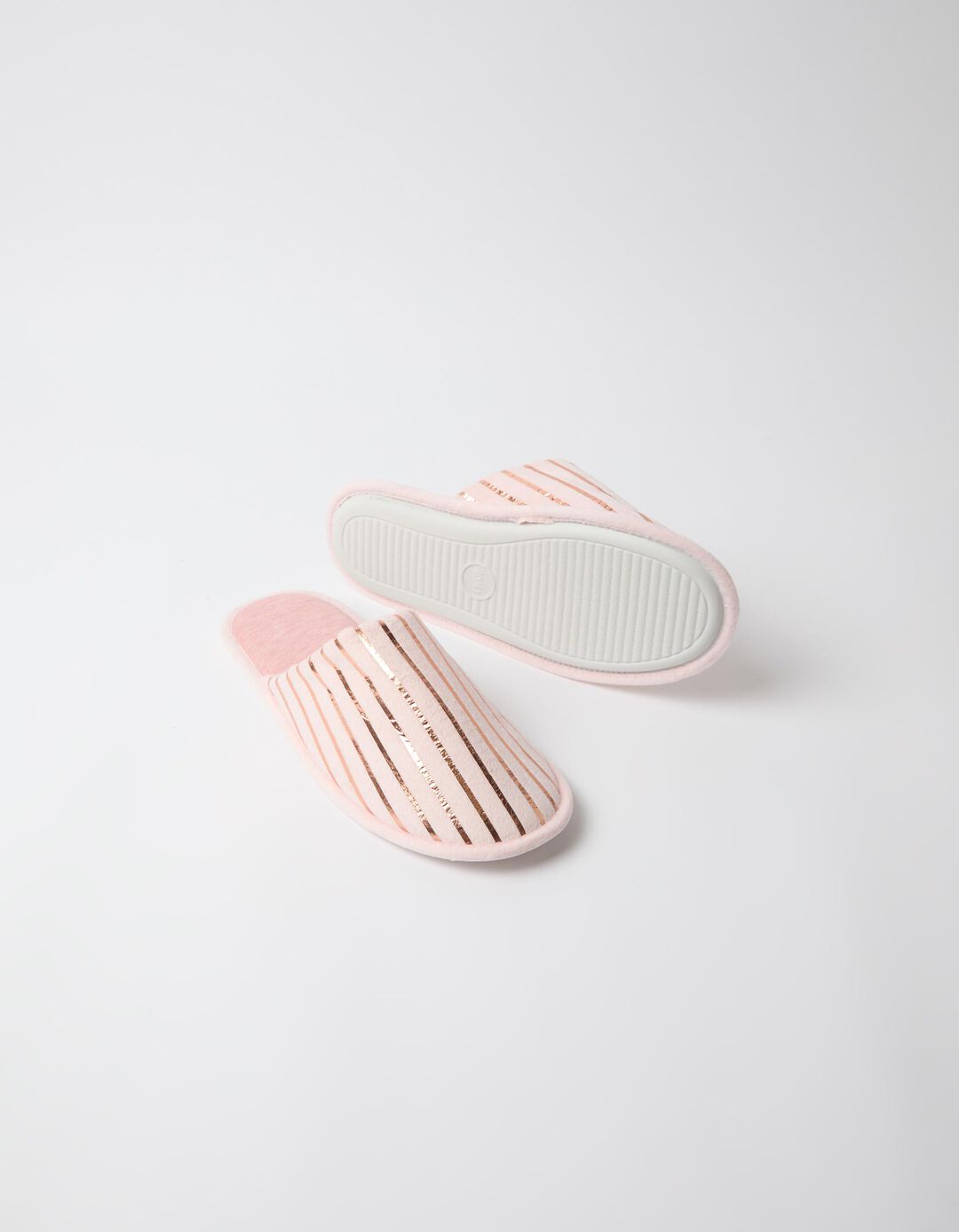 Chinelos De Quarto &Agrave;s Riscas, Mulher, Rosa
