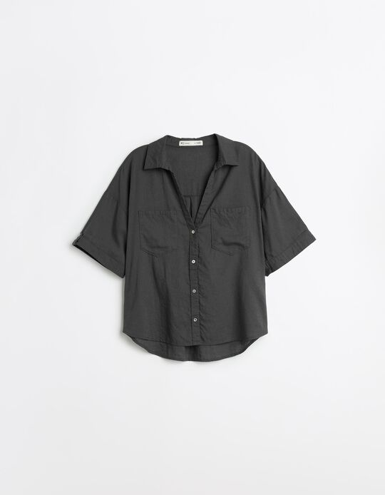 Comprar Online Camisa com Linho, Mulher, Cinzento Escuro