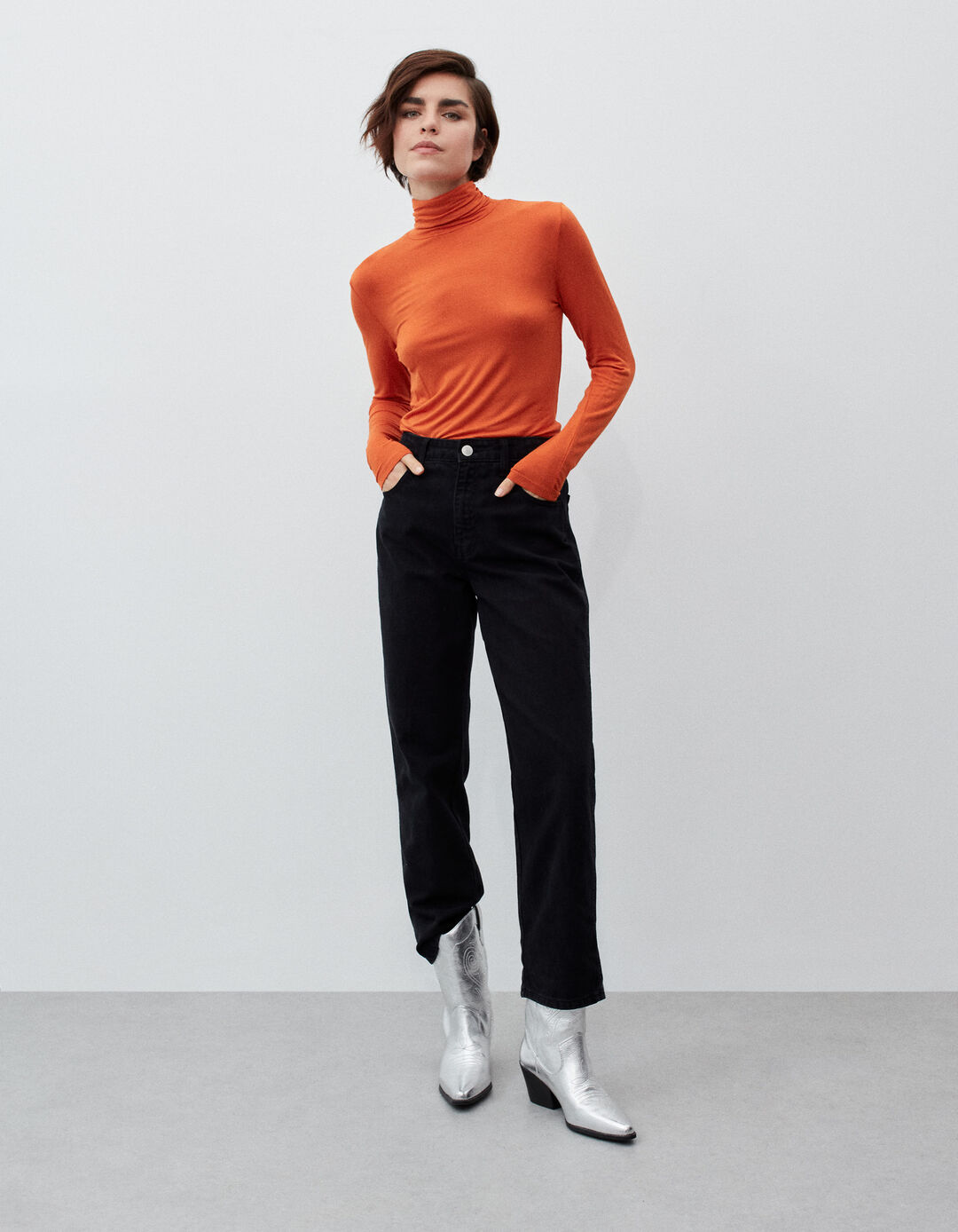 Turtleneck Sweater, Woman, Orange