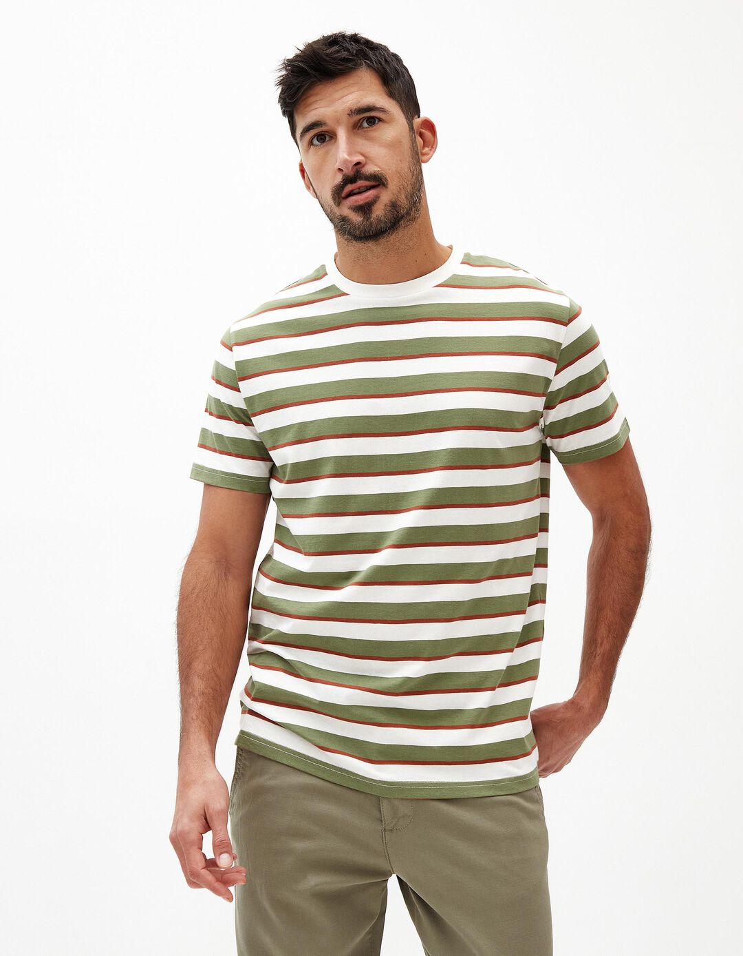 T-shirt Riscas, Homem, Verde