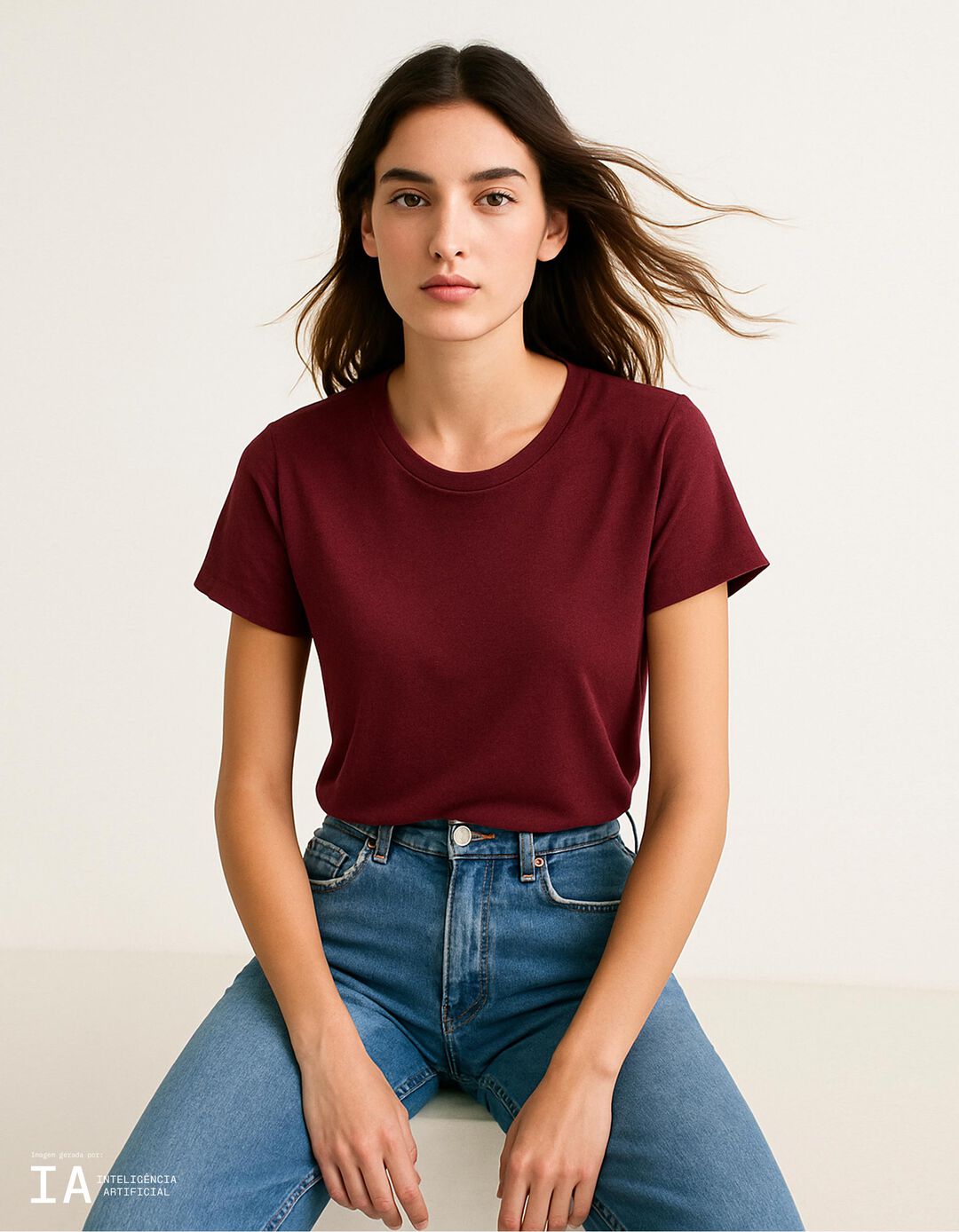 T-shirt, Mulher, Vermelho Escuro