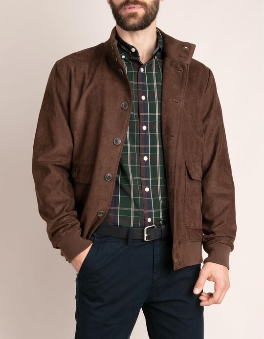 Suede bomber-type jacket