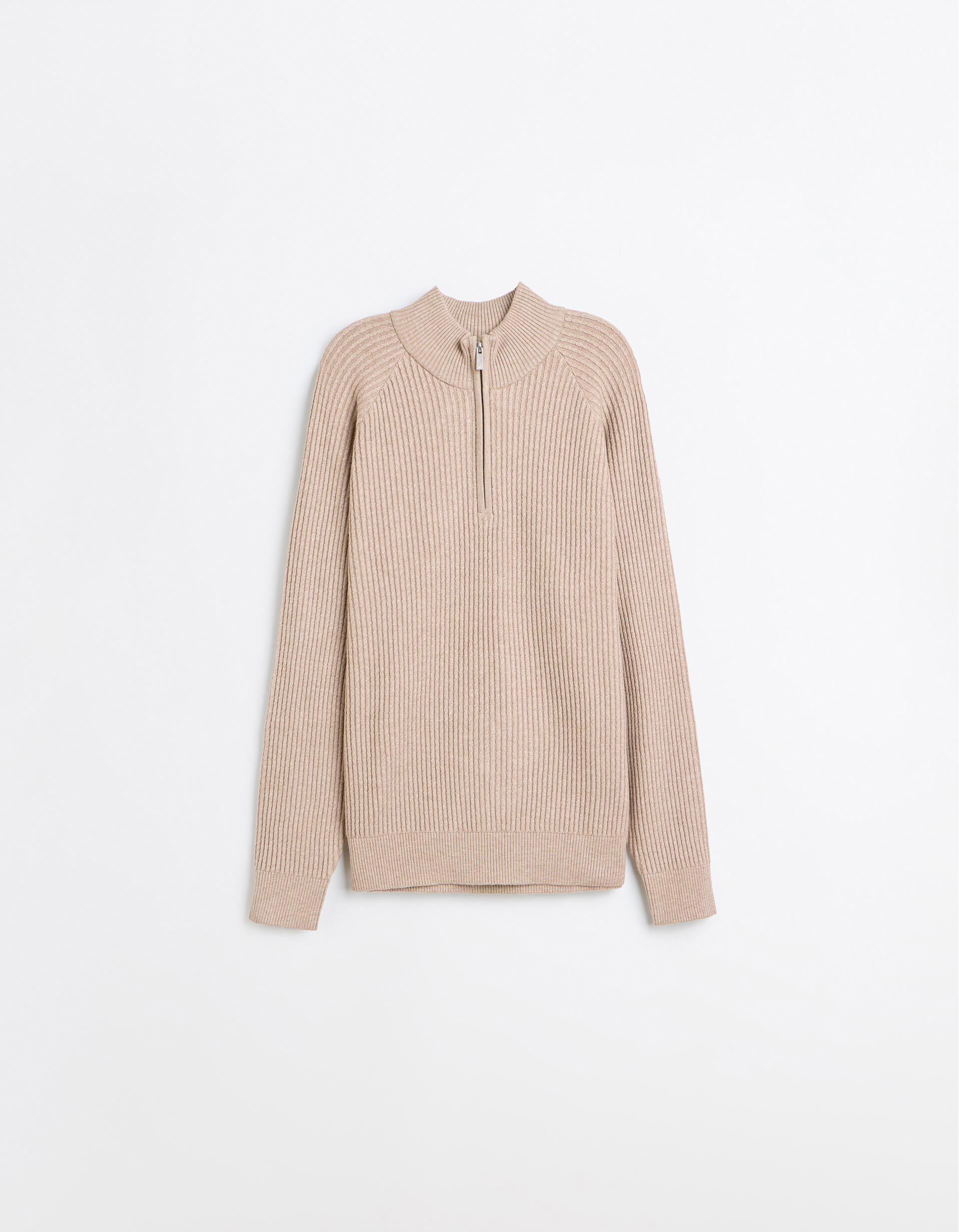 Comprar Online Camisola Com Meio Fecho, Homem, Bege
