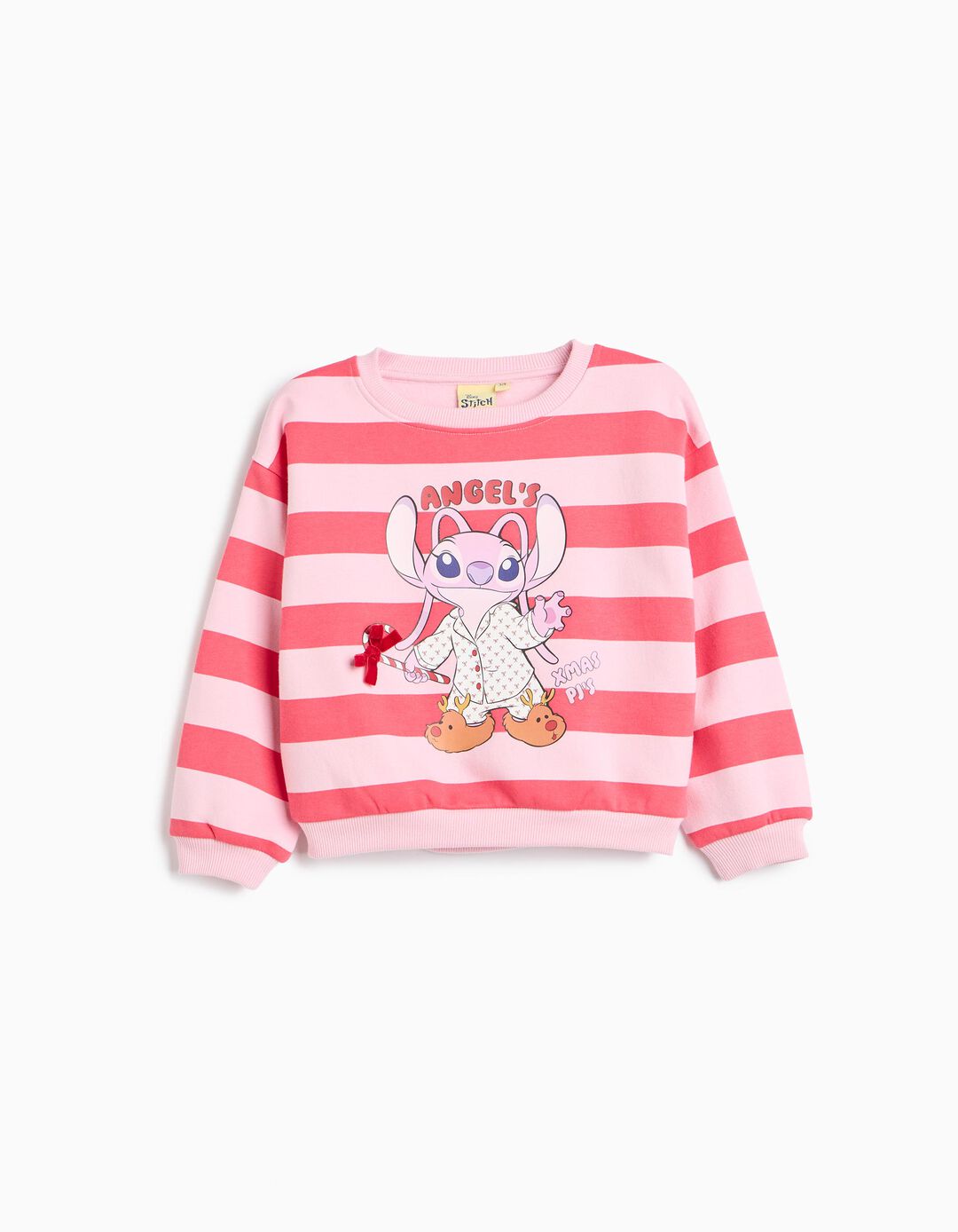 Sweatshirt &Agrave;s Riscas 'Stitch' &copy;Disney, Menina, Rosa Claro