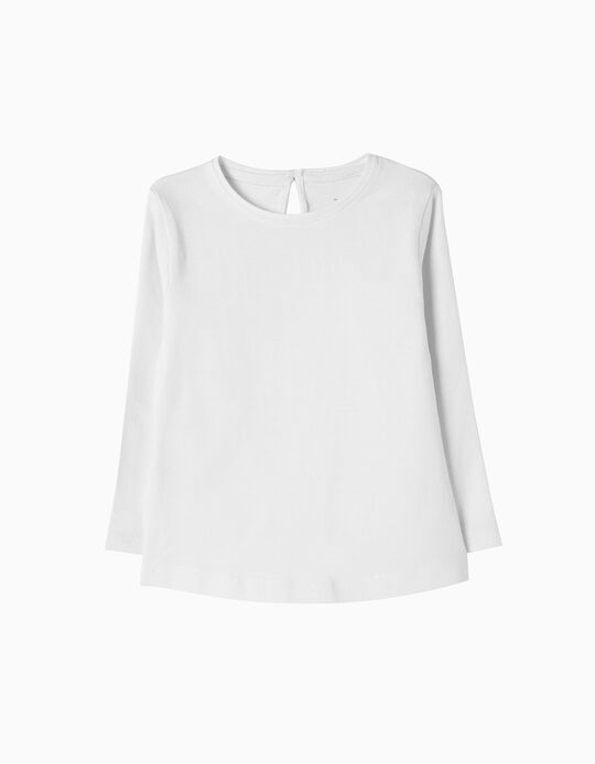 Long-Sleeved Basic Top, White