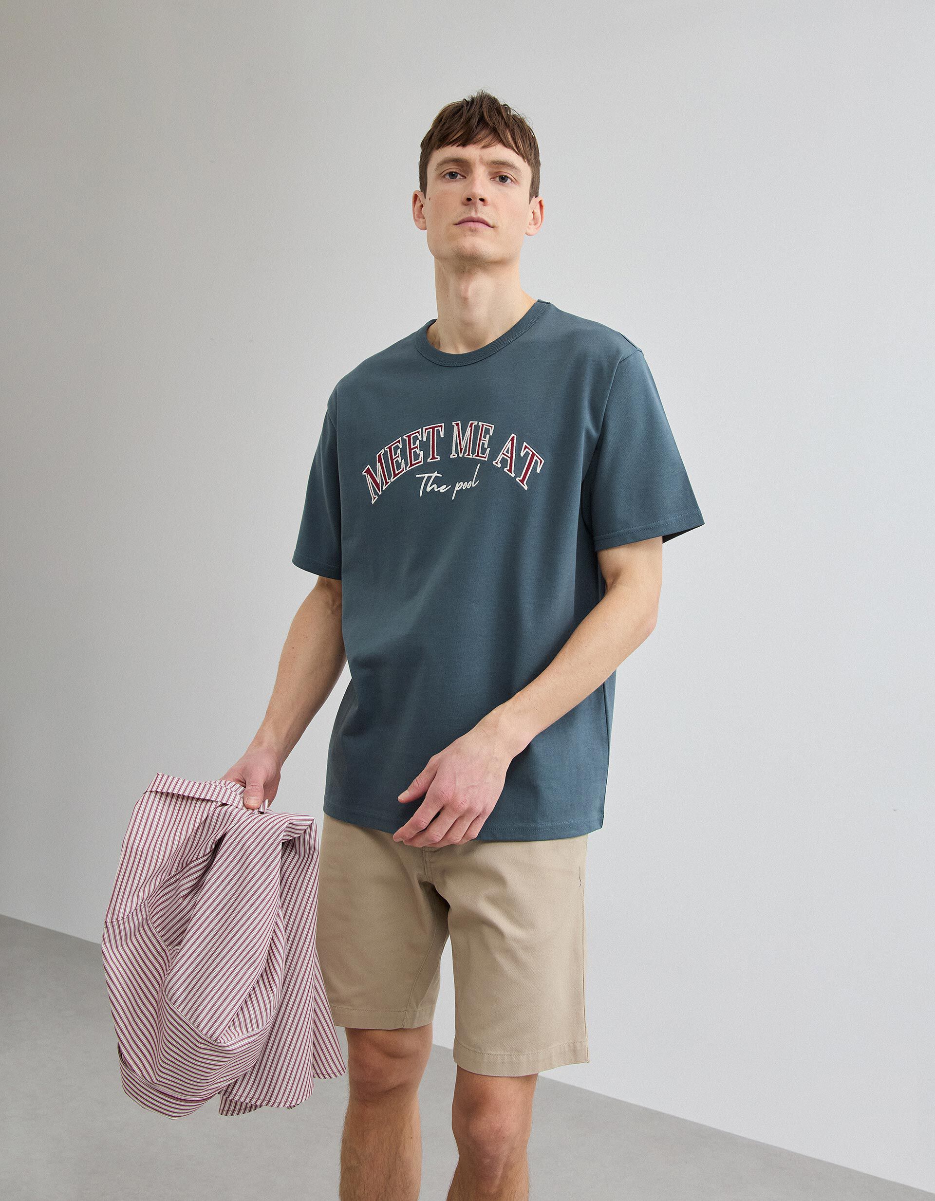 Comprar Online T-shirt Heavy Jersey Bordado, Homem, Azul Escuro