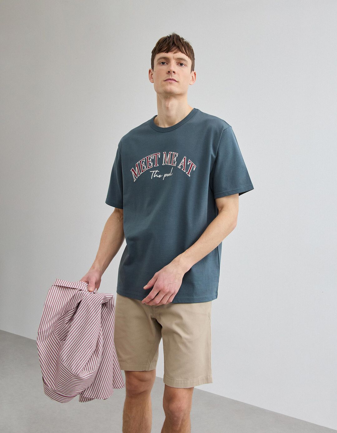 T-shirt Heavy Jersey Bordado, Homem, Azul Escuro