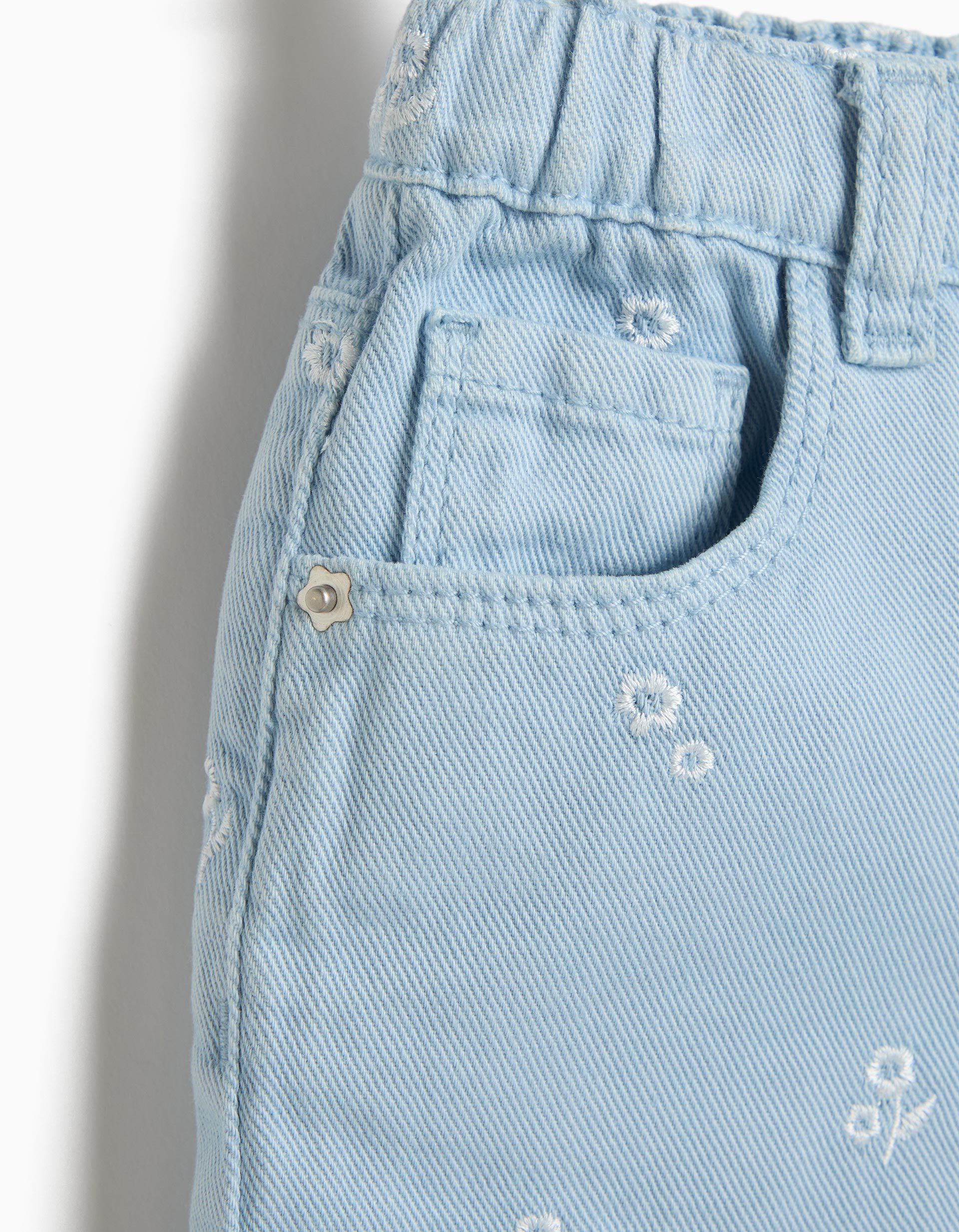 Comprar Online Cal&ccedil;&otilde;es De Sarja, Menina, Azul Claro