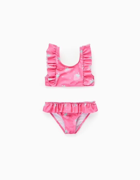 Frill Bikini UPF 60 for Girls 'Strawberry', Pink