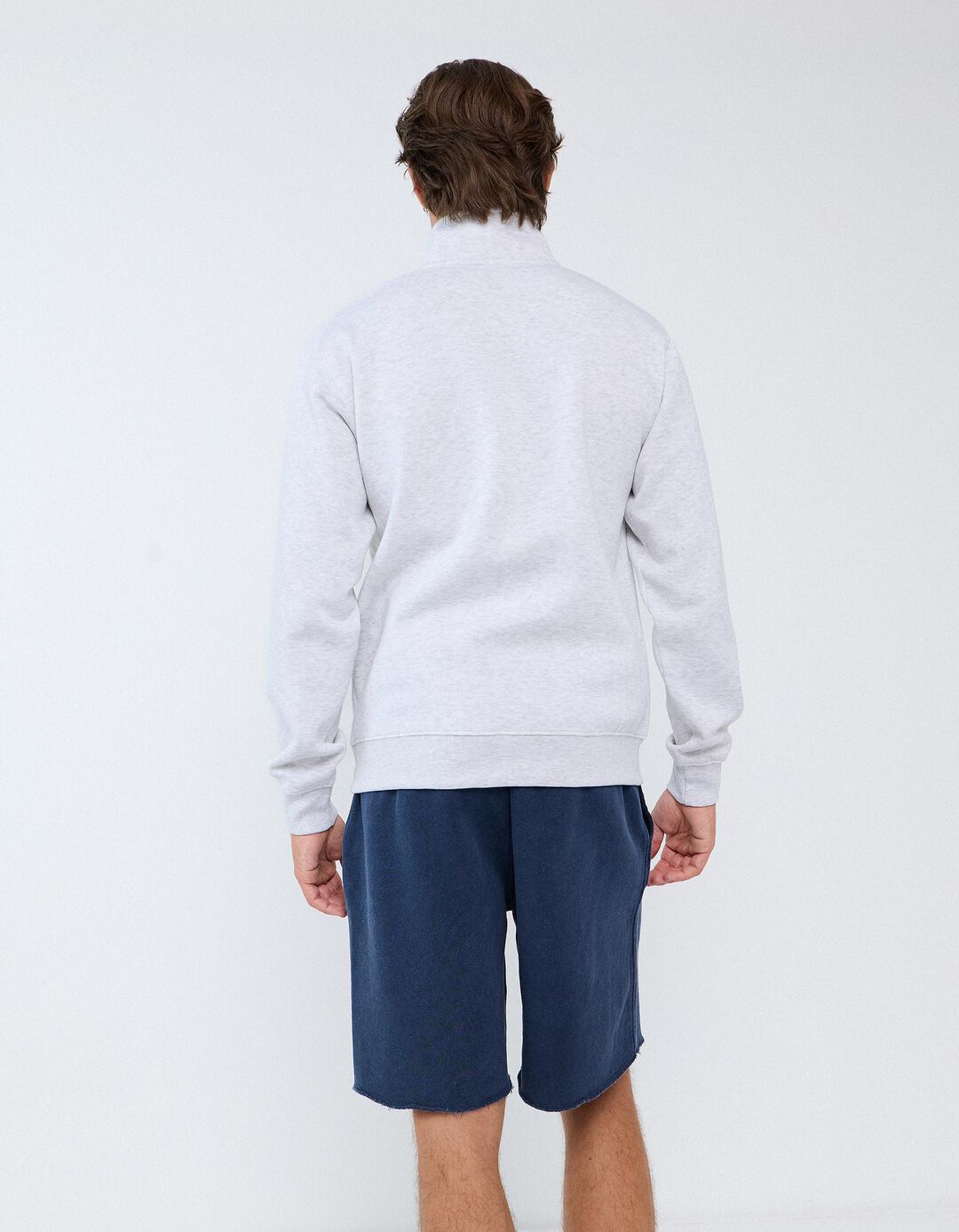Sweatshirt Com Gola Alta, Homem, Cinzento Claro