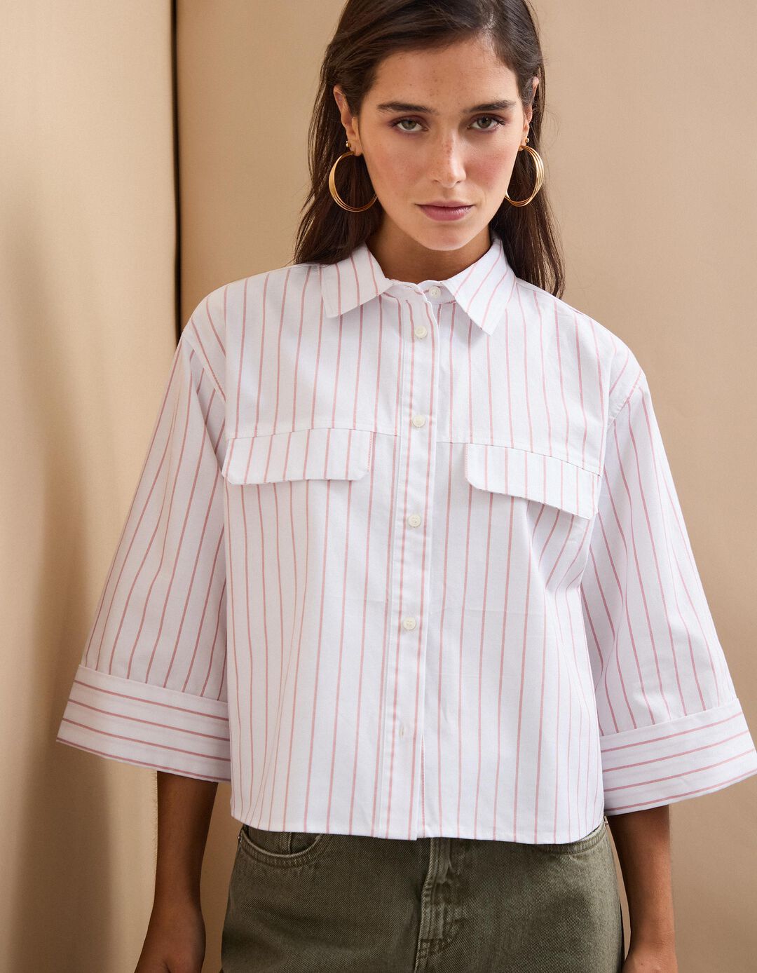 Camisa Oxford às Riscas, Mulher, Erosa