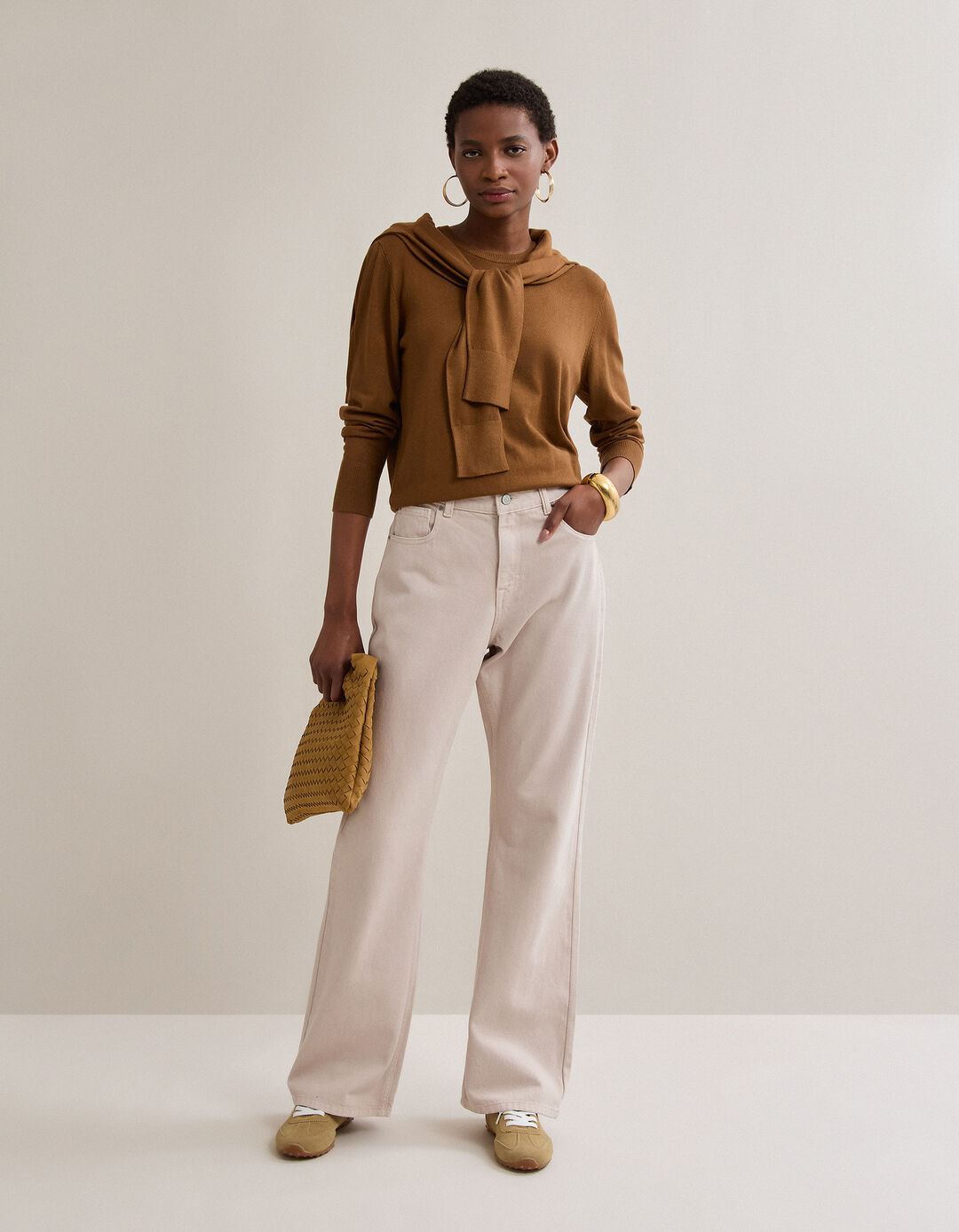 Camisola de Malha, Mulher, Bege