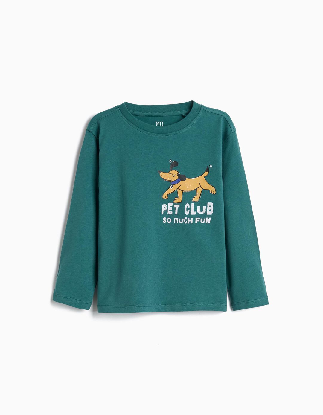 T-shirt De Manga Comprida, Menino, Verde Escuro