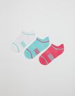 Pack of 3 Pairs of Sports Trainer Socks, Girls, Blue/Pink