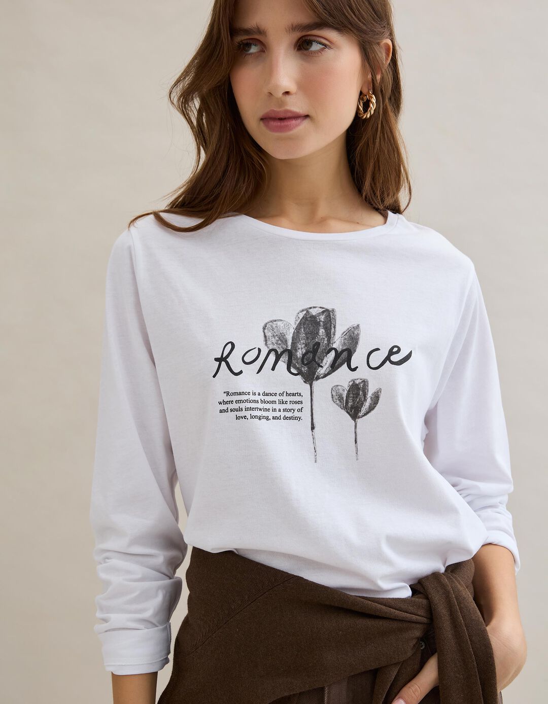 T-shirt Manga Comprida, Mulher, Branco