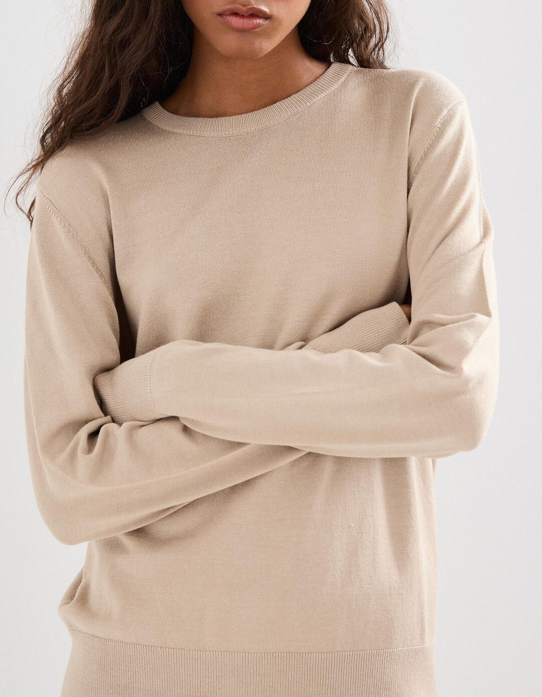 Camisola de Malha, Mulher, Bege Claro