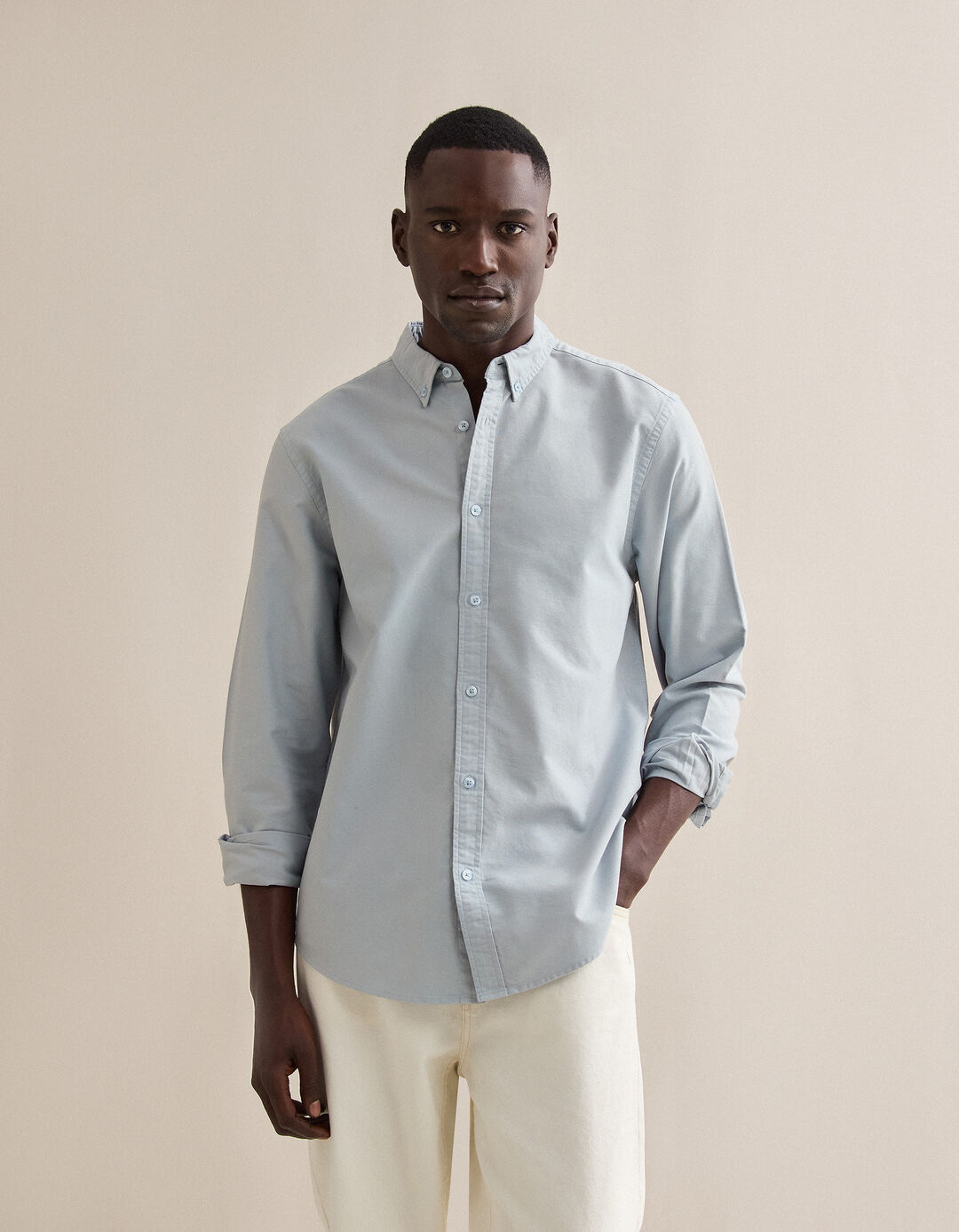 Camisa Oxford, Homem, Azul Claro