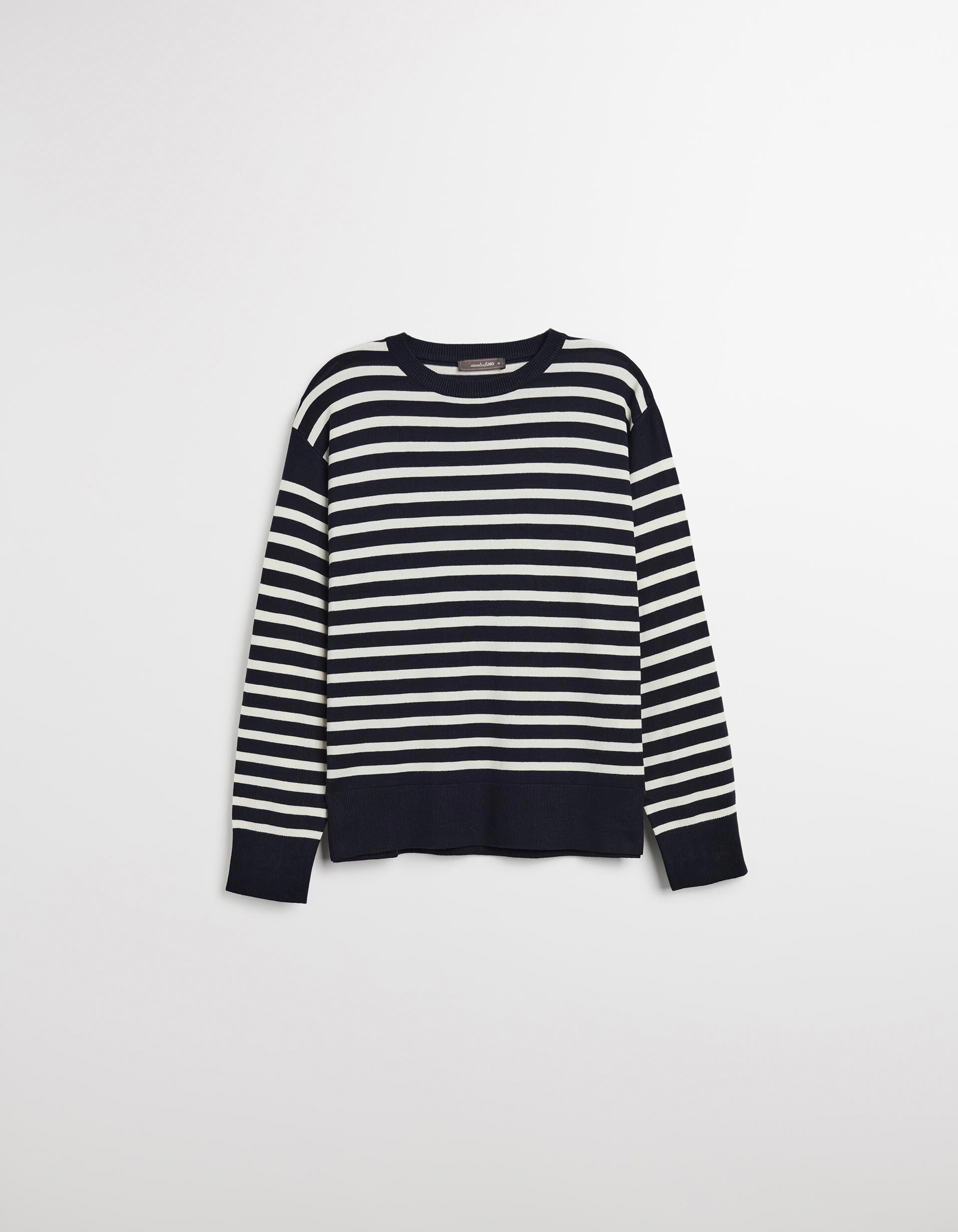 Comprar Online Camisola de Malha com Riscas, Mulher, Azul Escuro