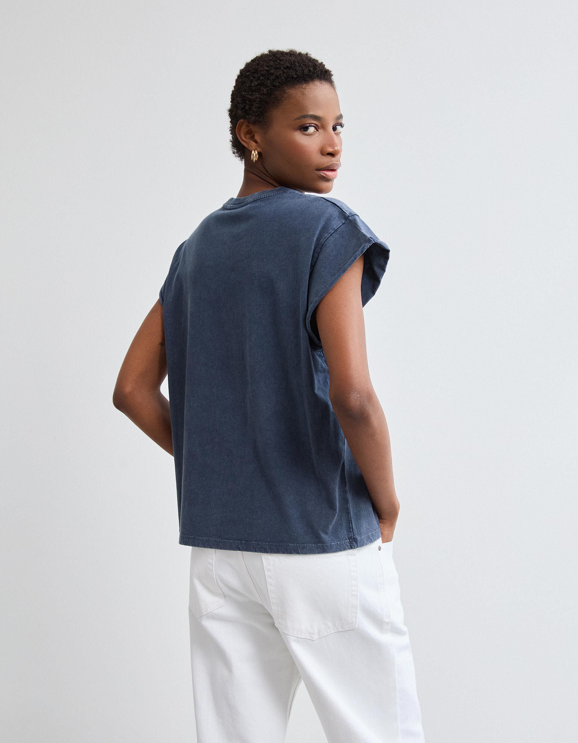 Comprar Online T-shirt Bordado, Mulher, Azul Escuro