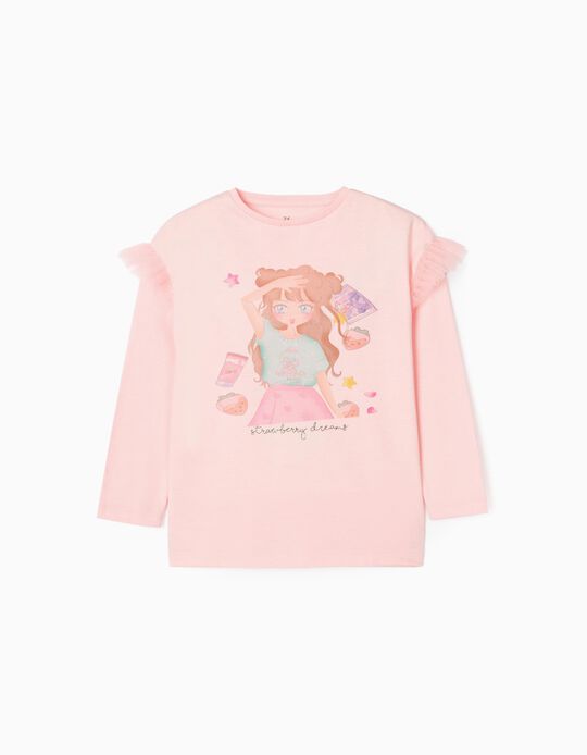 T-Shirt de Manga Comprida para Menina 'Strawberry Dreams', Rosa