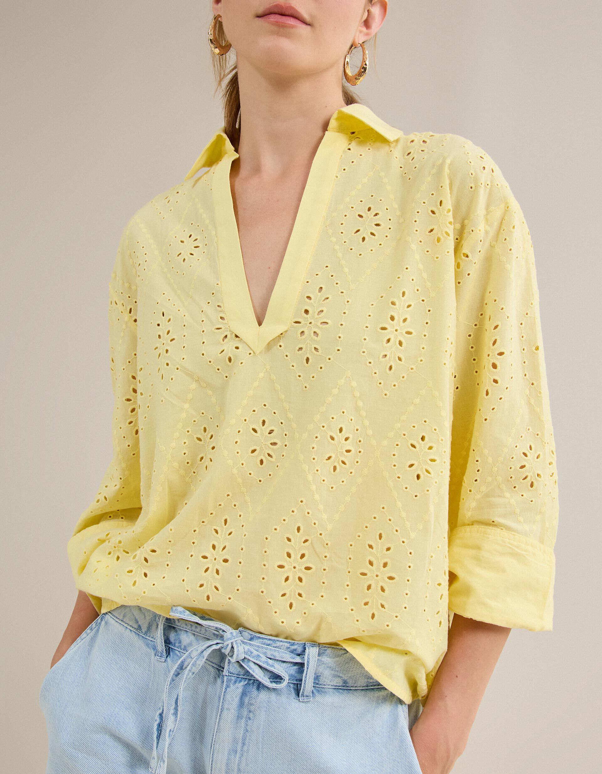 Comprar Online Blusa com Bordados, Mulher, Amarelo