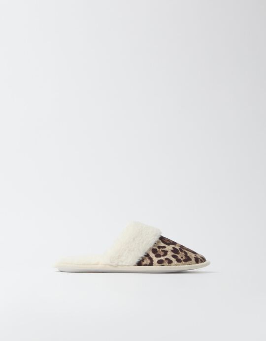 Comprar Online Chinelos De Quarto Animal Print, Mulher, Bege
