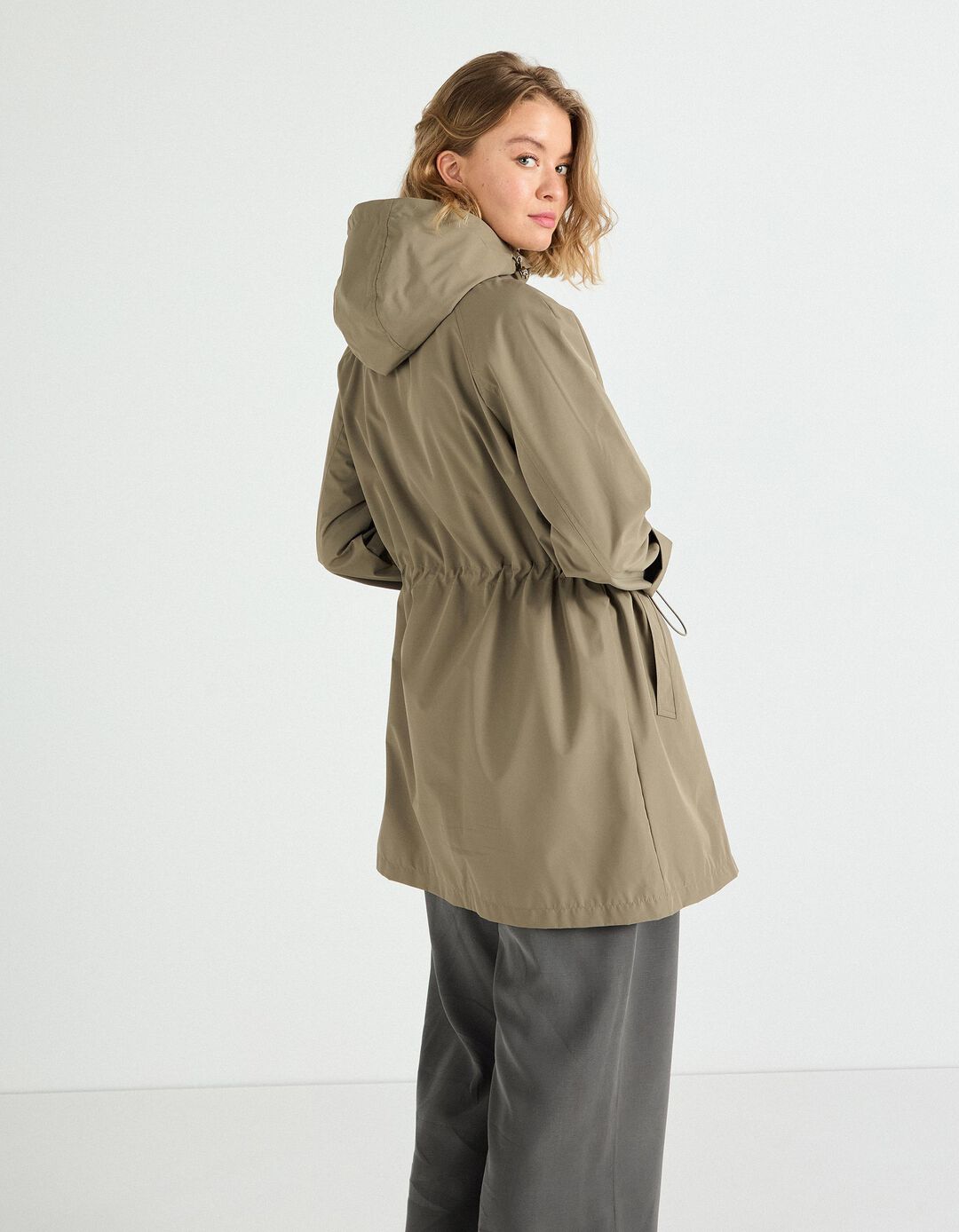 Parka Comprida com Capuz, Mulher, Verde