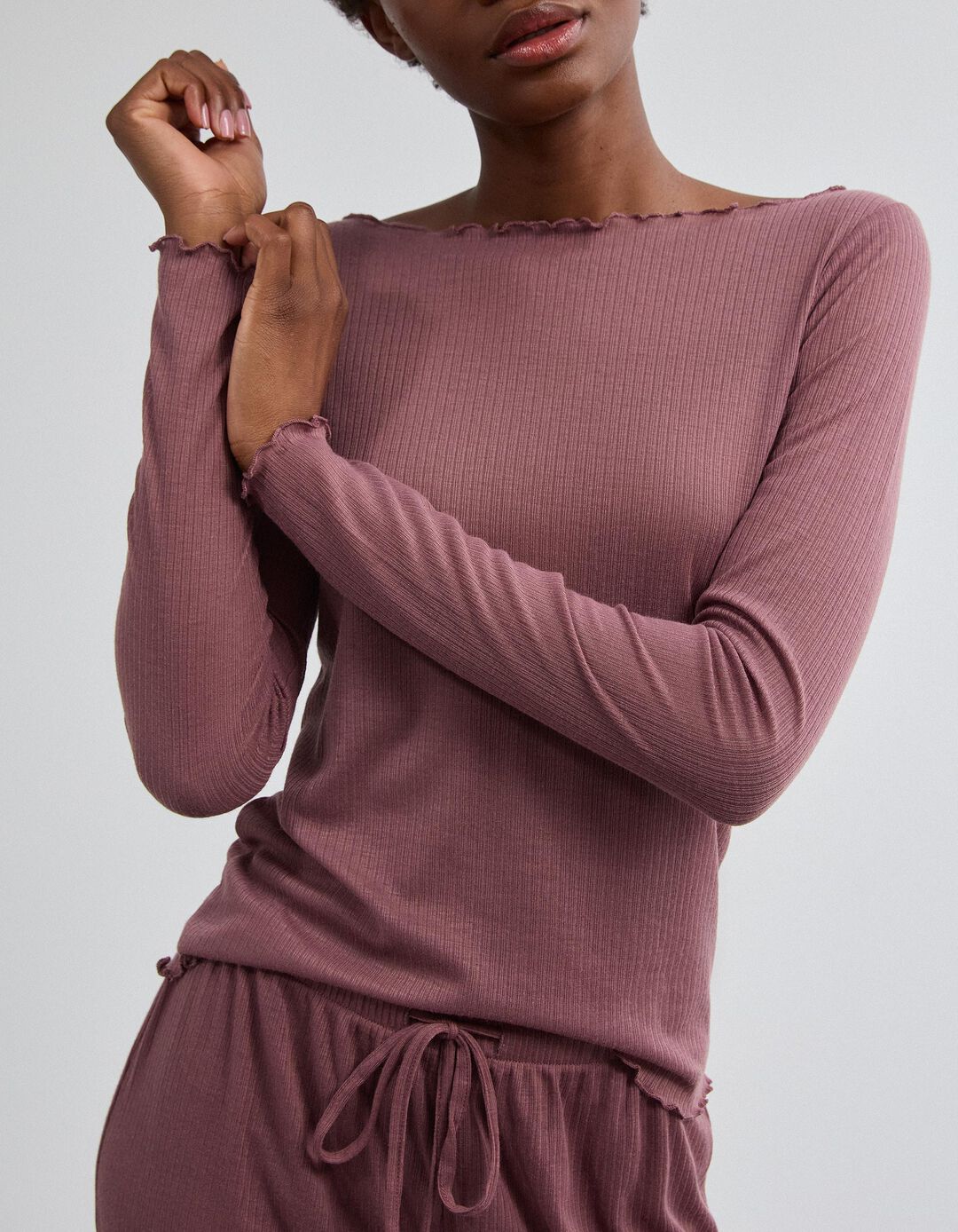 Pijama De Malha, Mulher, Rosa Escuro