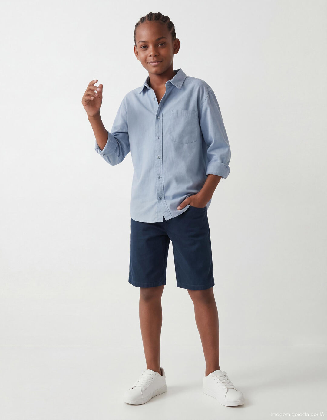 Camisa 'Relaxed Fit', Menino, Azul