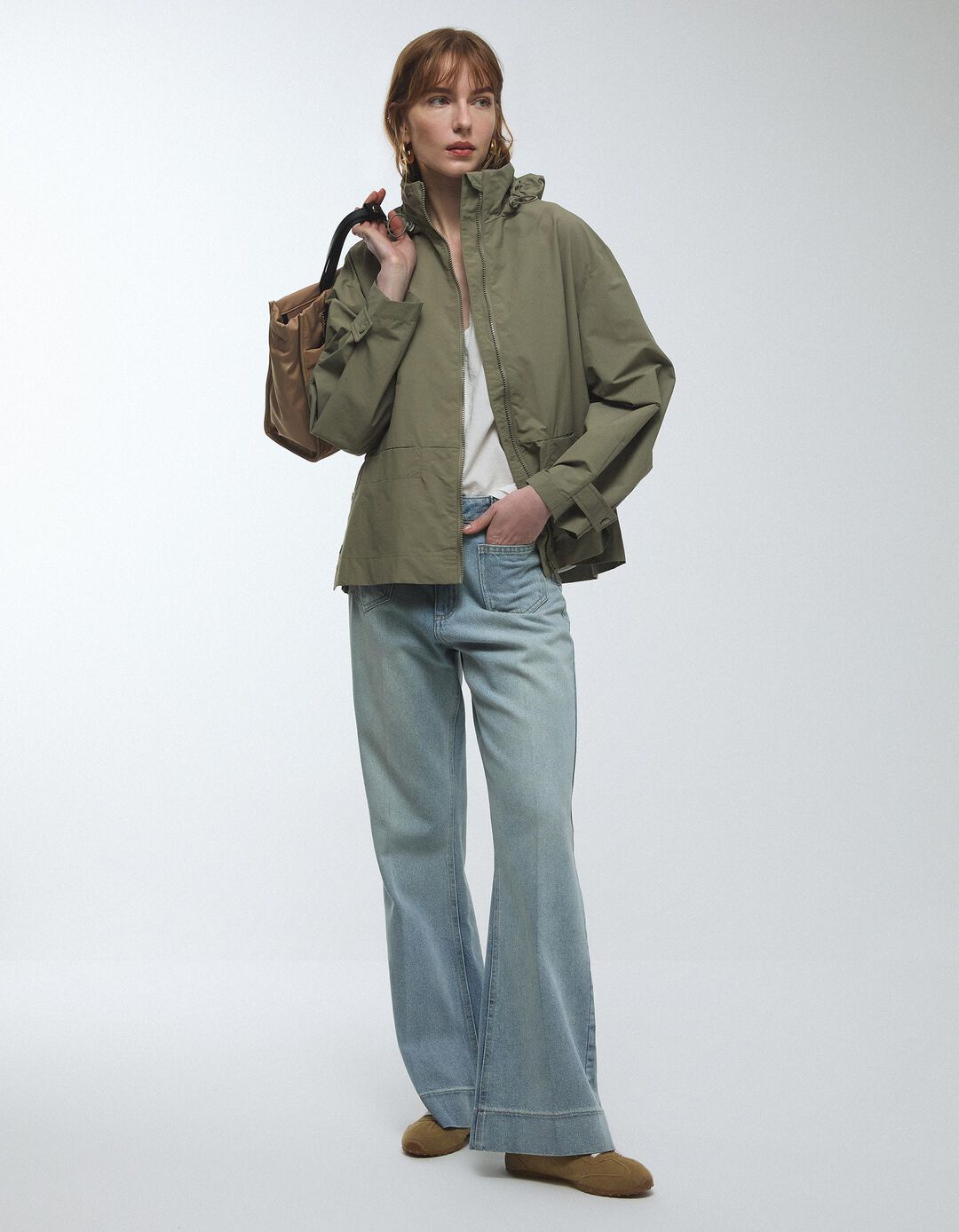 Parka Curta, Mulher, Verde Escuro