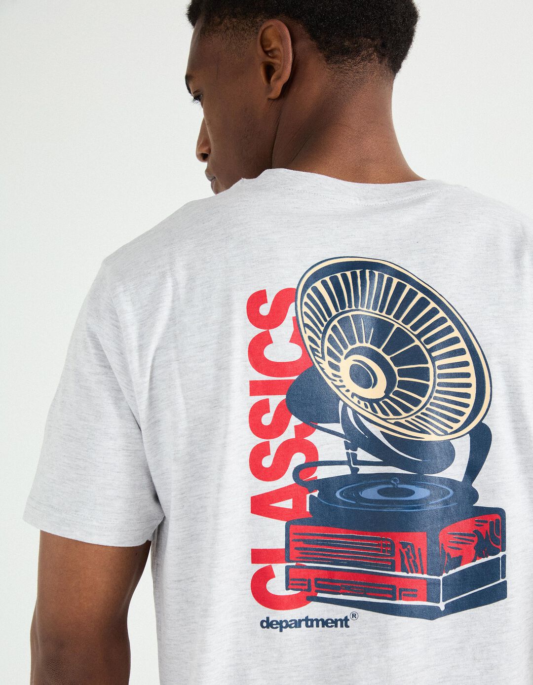 T-shirt Jersey Print, Homem, Cinzento Claro