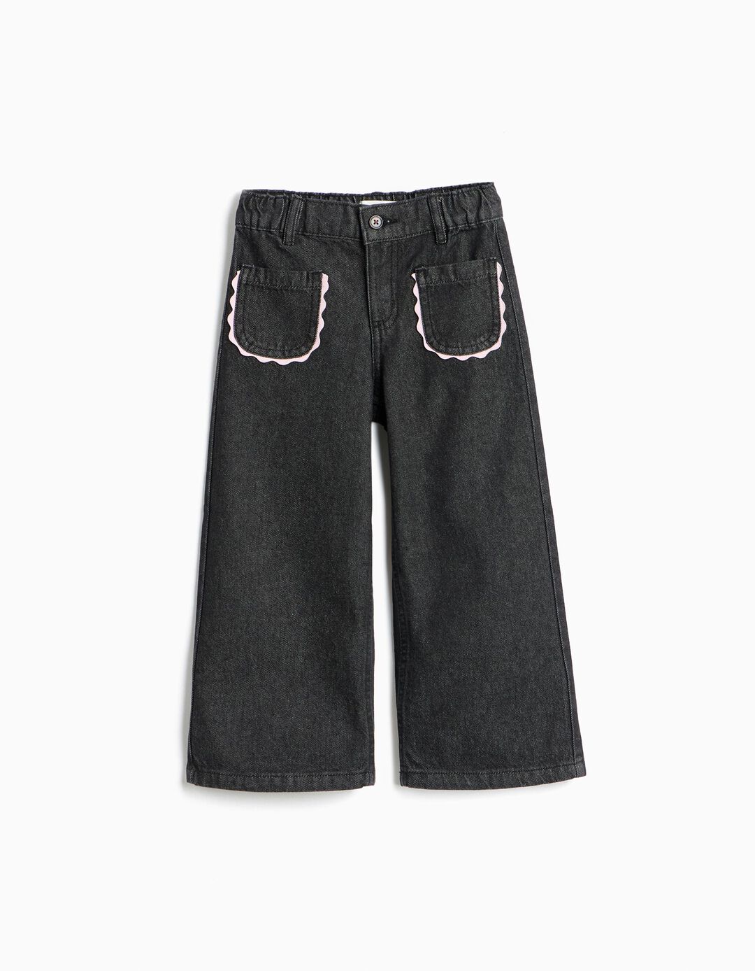 Cal&ccedil;as De Ganga 'Wide Leg', Menina, Preto