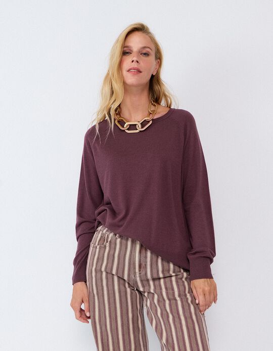 Comprar Online Sweater De Manga Comprida, Mulher, Roxo Escuro